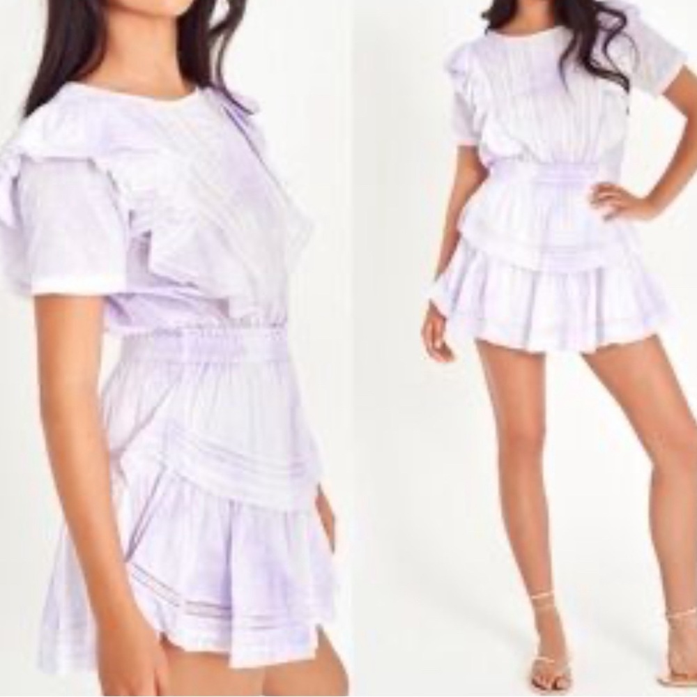 LoveShackFancy Lavender Ruffle Mini Dress - Picture 2 of 9